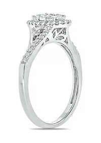 1/3 ct. t.w. Diamond Miracle Plate Oval Ring Sterling Silver