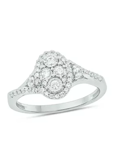 1/3 ct. t.w. Diamond Miracle Plate Oval Ring Sterling Silver