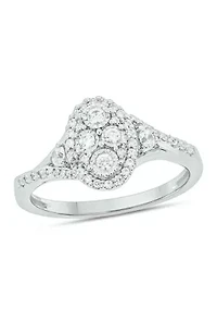 1/3 ct. t.w. Diamond Miracle Plate Oval Ring Sterling Silver