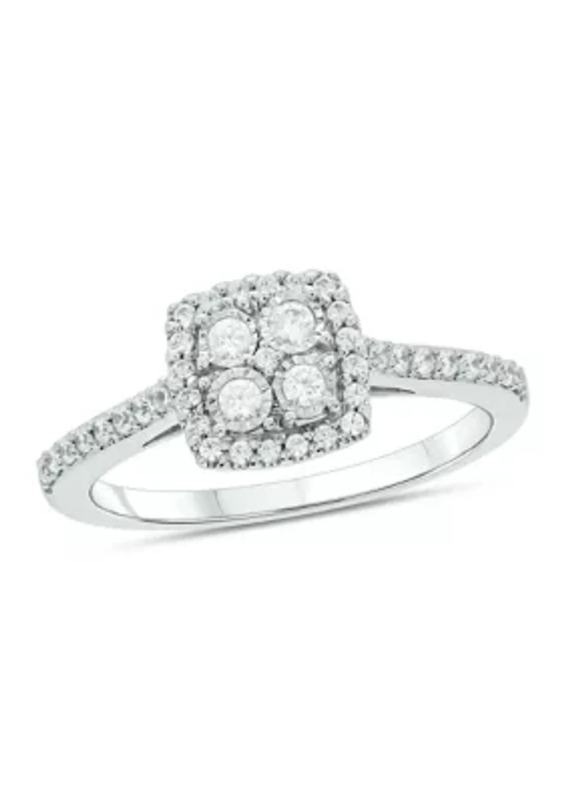 1/3 ct. t.w. Diamond Miracle Plate Promise Ring Sterling Silver