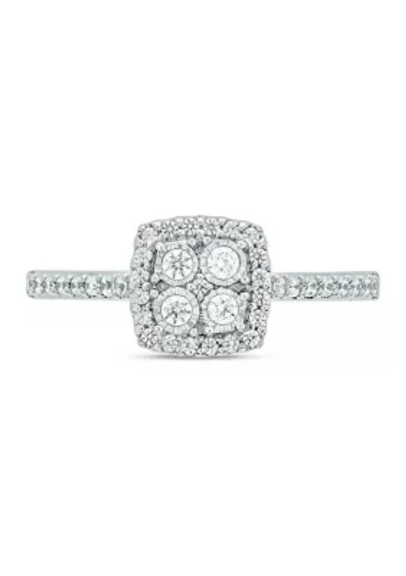 1/3 ct. t.w. Diamond Miracle Plate Promise Ring Sterling Silver