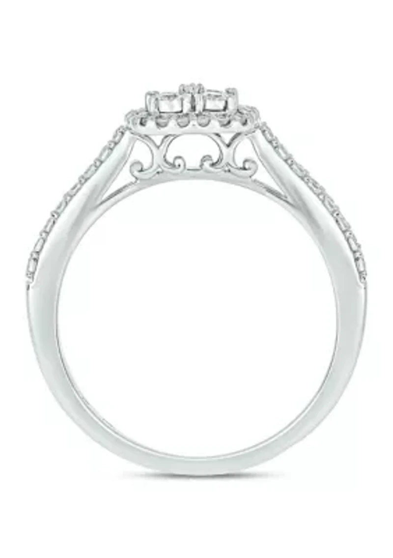 1/3 ct. t.w. Diamond Miracle Plate Promise Ring Sterling Silver