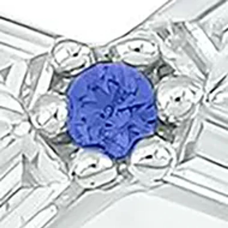 1/6 ct. t.w. Diamond and 1/3 Natural Blue sapphire Cris Cross Anniversary Ring 14K White Gold