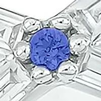 1/6 ct. t.w. Diamond and 1/3 Natural Blue sapphire Cris Cross Anniversary Ring 14K White Gold