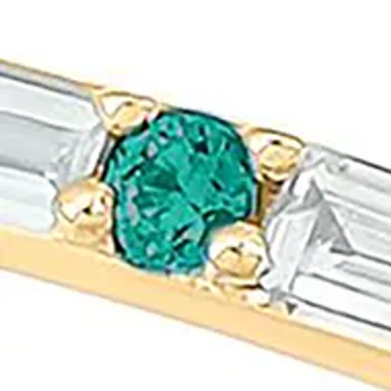 1/6 ct. t.w. Diamond and 1/3 Natural Emerald Cris Cross Anniversary Ring 14K Yellow Gold