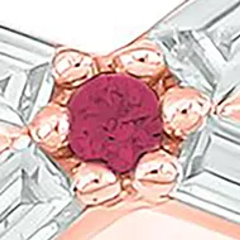 1/6 ct. t.w. Diamond and 1/3 Natural Ruby Cris Cross Ring 14K Rose Gold