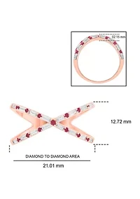 1/6 ct. t.w. Diamond and 1/3 Natural Ruby Cris Cross Ring 14K Rose Gold