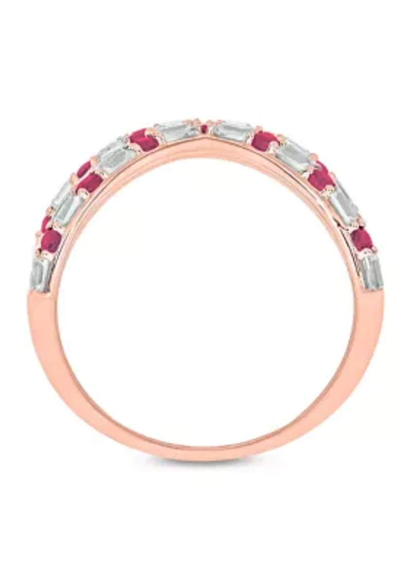 1/6 ct. t.w. Diamond and 1/3 Natural Ruby Cris Cross Ring 14K Rose Gold