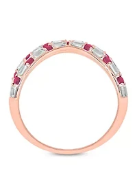 1/6 ct. t.w. Diamond and 1/3 Natural Ruby Cris Cross Ring 14K Rose Gold