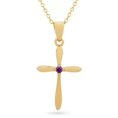 Lab Created 14K Gold Plated Sterling Silver 2.5mm Emerald Pendant 18-Inch Necklace