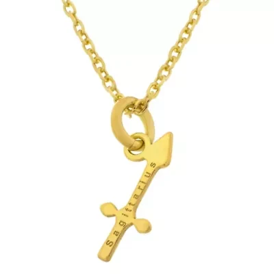 1-Micron 18K Gold Plated Sterling Silver Virgo Zodiac Symbol Pendant 16+2" Necklace