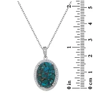 Lab Created Sterling Silver Oval Turquoise Pendant Necklace and Earring Set