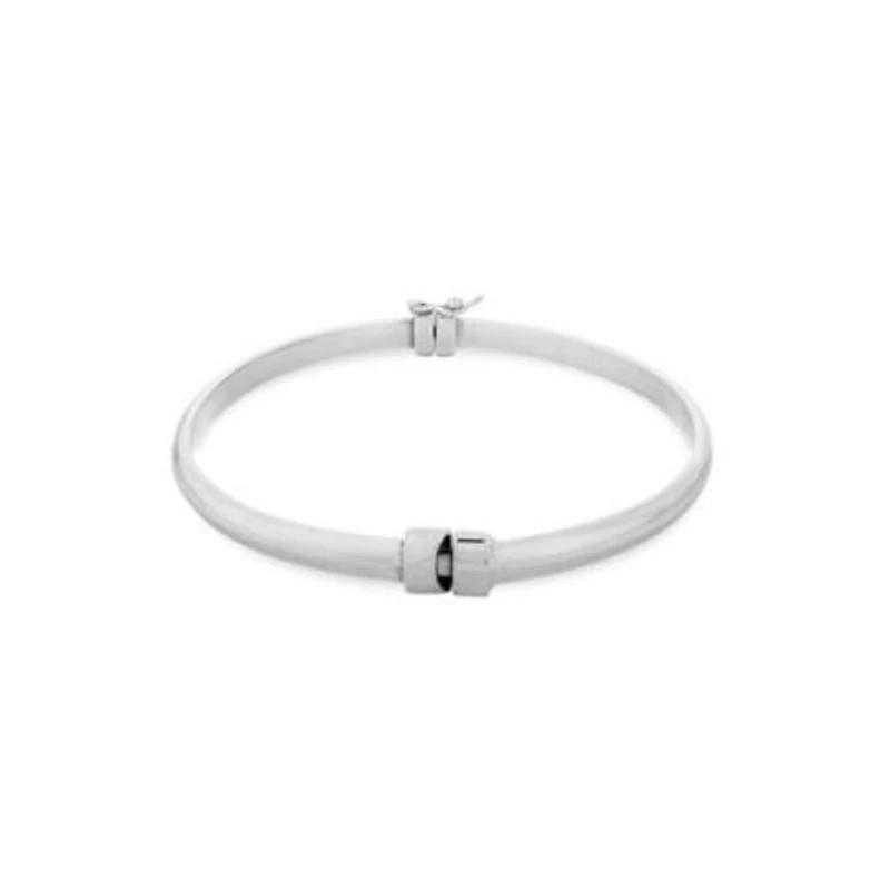 Sterling Silver 25x3mm Hoops and 7-Inch x 4mm Bangle Bracelet Set