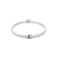 Sterling Silver 25x3mm Hoops and 7-Inch x 4mm Bangle Bracelet Set