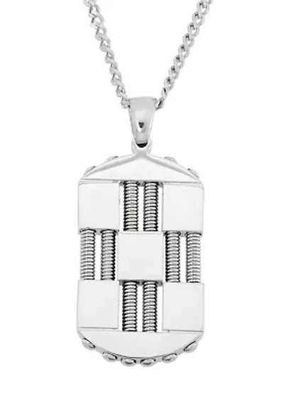 Stainless Steel Coil Dog Tag Pendant 24-Inch Necklace
