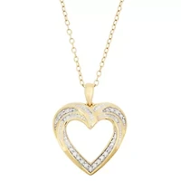 .20cttw Diamond Heart Pendant 14K Gold Plated Sterling Silver 18-Inch Necklace