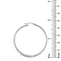 Sterling Silver 45x2mm Diamond-Cut Polished Hoop Earrings