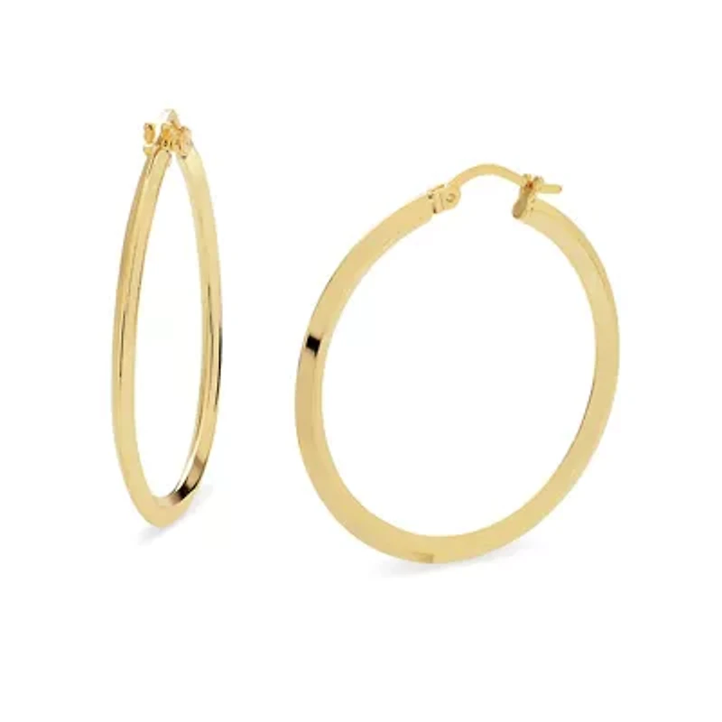 18K Gold Plated Sterling Silver 35x2mm Knife Edge Polished Hoop Earrings