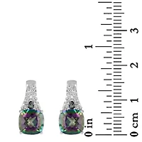 Sterling Silver 8mm Cushion Mystic and White Topaz Post Drop Earrings