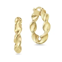 18K Gold Plated Sterling Silver 22x5mm Bead, 25x5mm Twist and 28x3mm Hoop Earring Set