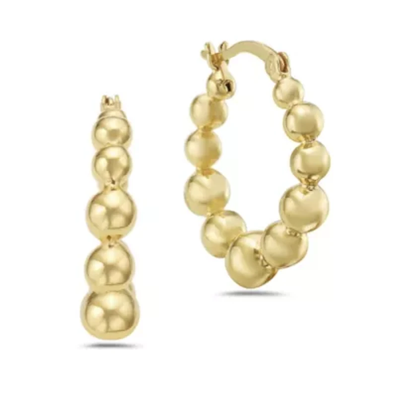 18K Gold Plated Sterling Silver 22x5mm Bead, 25x5mm Twist and 28x3mm Hoop Earring Set