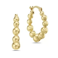 18K Gold Plated Sterling Silver 22x5mm Bead, 25x5mm Twist and 28x3mm Hoop Earring Set