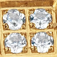 Stainless Steel Gold Ion Plated Carbon Fiber with Cubic Zirconia Square Ring
