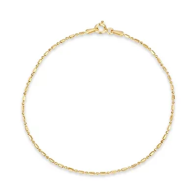 18K Gold Over Sterling Silver Mini 1 Plus 1 Bead Chain 8-Inch Bracelet