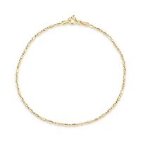 18K Gold Over Sterling Silver Mini 1 Plus 1 Bead Chain 8-Inch Bracelet