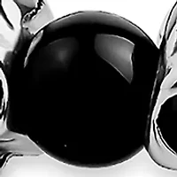 Stainless Steel Triple Skull and 8mm Black Glass Bead 8.5-Inch Bracelet