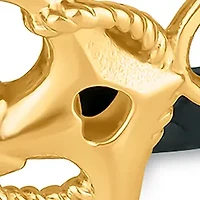 Gold Ion Plated Stainless Steel Anchor Cross with Double Leather Band 8.5 Inch Bracelet