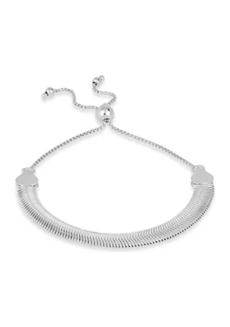 Flex Herringbone 7-10 Inch Adjustable Bolo Bracelet in Sterling Silver