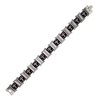 Stainless Steel Wood Cross Link 8.25-Inch Bracelet