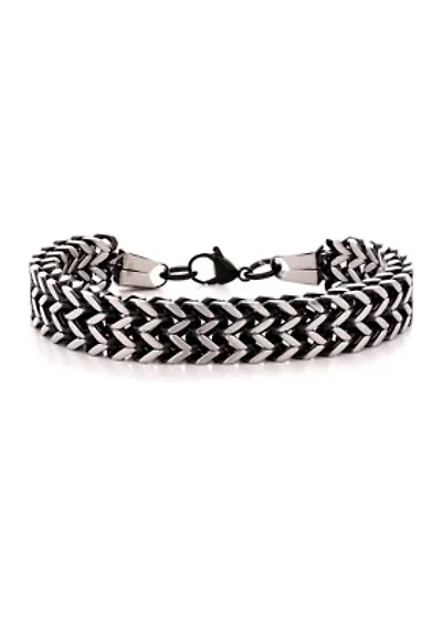 Stainless Steel Black Ion Plated Chevron 8.5 Inch Bracelet