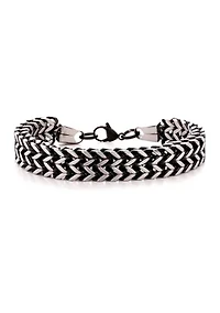 Stainless Steel Black Ion Plated Chevron 8.5 Inch Bracelet