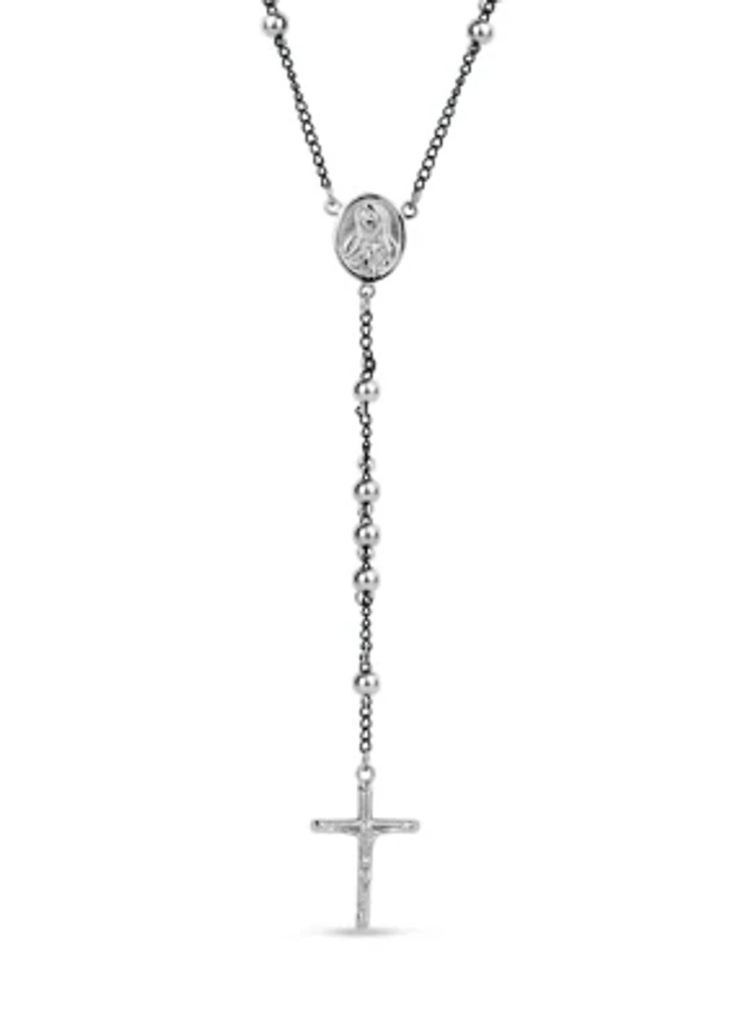 Stainless Steel Bead Rosary 30 Inch Necklace