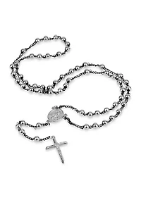Stainless Steel Bead Rosary 30 Inch Necklace