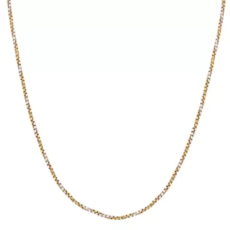 14K Gold Plated Sterling Silver Two Tone Twist Box Chain 18-Inch Necklace, Made in Italy
