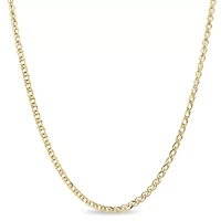 14K Gold Plated Sterling Silver 045 Gauge Diamond Cut Wheat Chain -Inch Necklace
