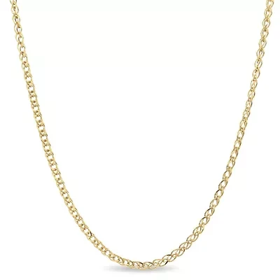 14K Gold Plated Sterling Silver 045 Gauge Diamond Cut Wheat Chain 24-Inch Necklace