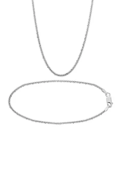 Square Twist Necklace and Bracelet Chain Set in Sterling Silver
