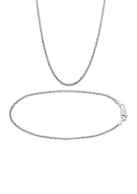 Square Twist Necklace and Bracelet Chain Set in Sterling Silver