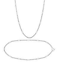 Diamond Cut Twist Rope Necklace and Bracelet Chain Set in Sterling Silver