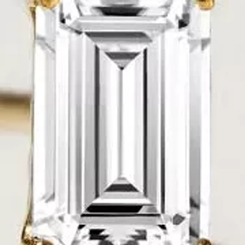 Lab Created 14k Gold Lab grown diamond 1 ctw emerald cut stud earrings