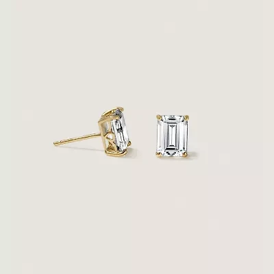 Lab Created 14k Gold Lab grown diamond ctw emerald cut stud earrings