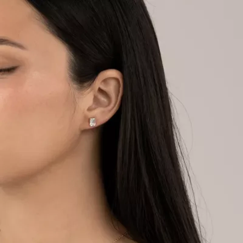 Lab Created 14k Gold Lab grown diamond ctw emerald cut stud earrings