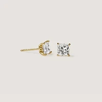 Lab Created 14k Gold Lab grown diamond 2 ctw square cut stud earrings