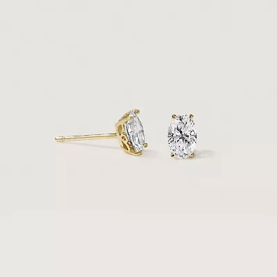 Lab Created 14k Gold Lab grown diamond 1 ctw oval cut stud earrings