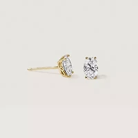 Lab Created 14k Gold Lab grown diamond 1 ctw oval cut stud earrings