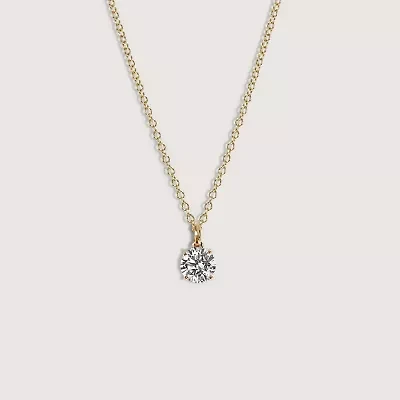 Lab Created 14k Gold Lab grown diamond ctw round cut solitaire pendant necklace